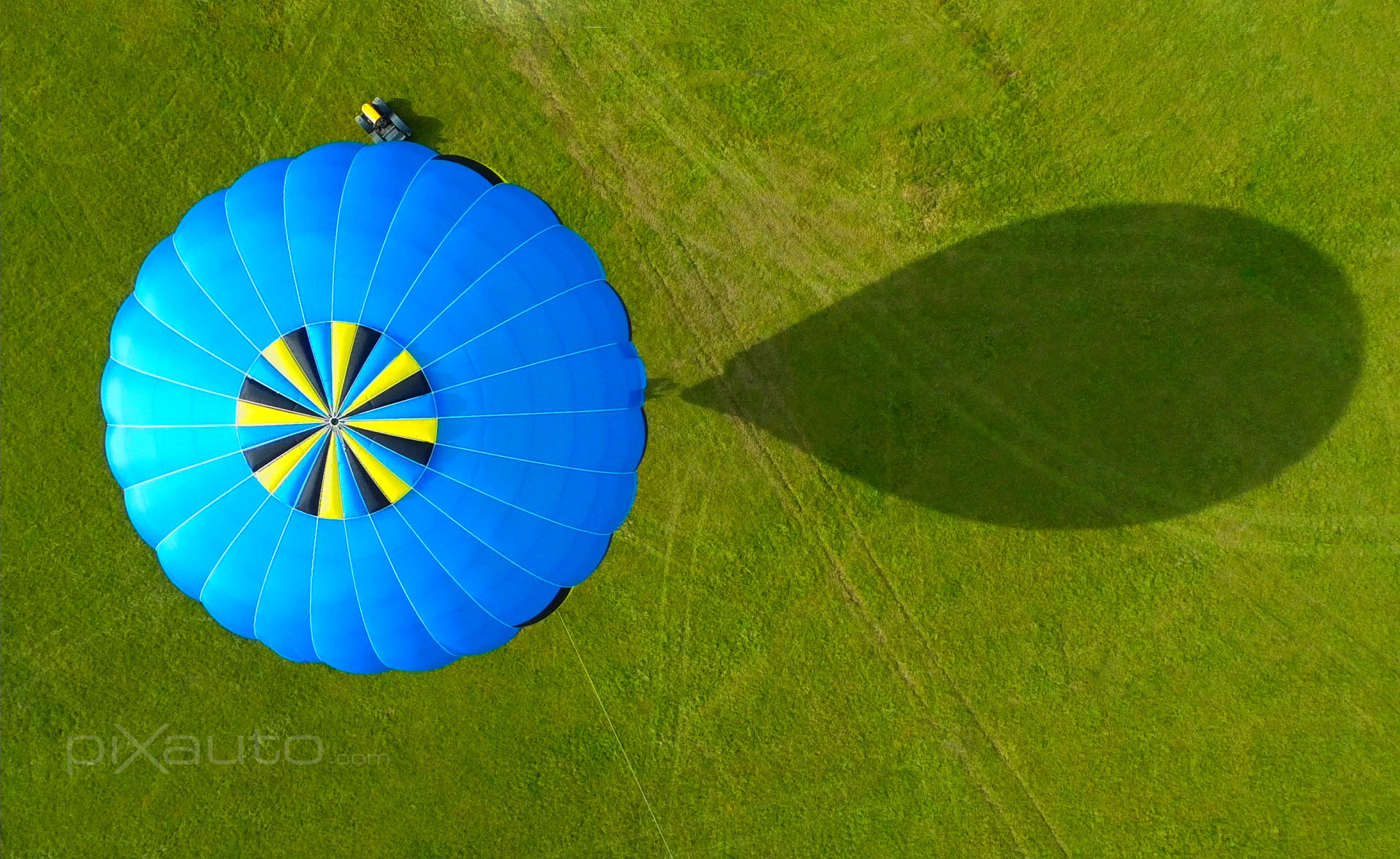 Aerial photo of The Deemster hot air balloon