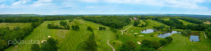 Aerial panorama of Nizels golf course