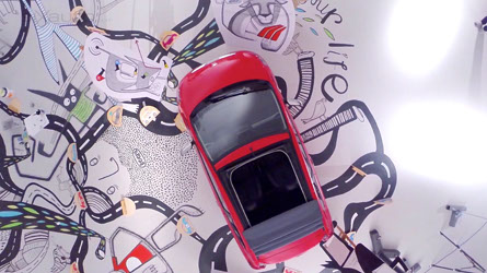Aerial Photo of Peugeot 108 in a studio